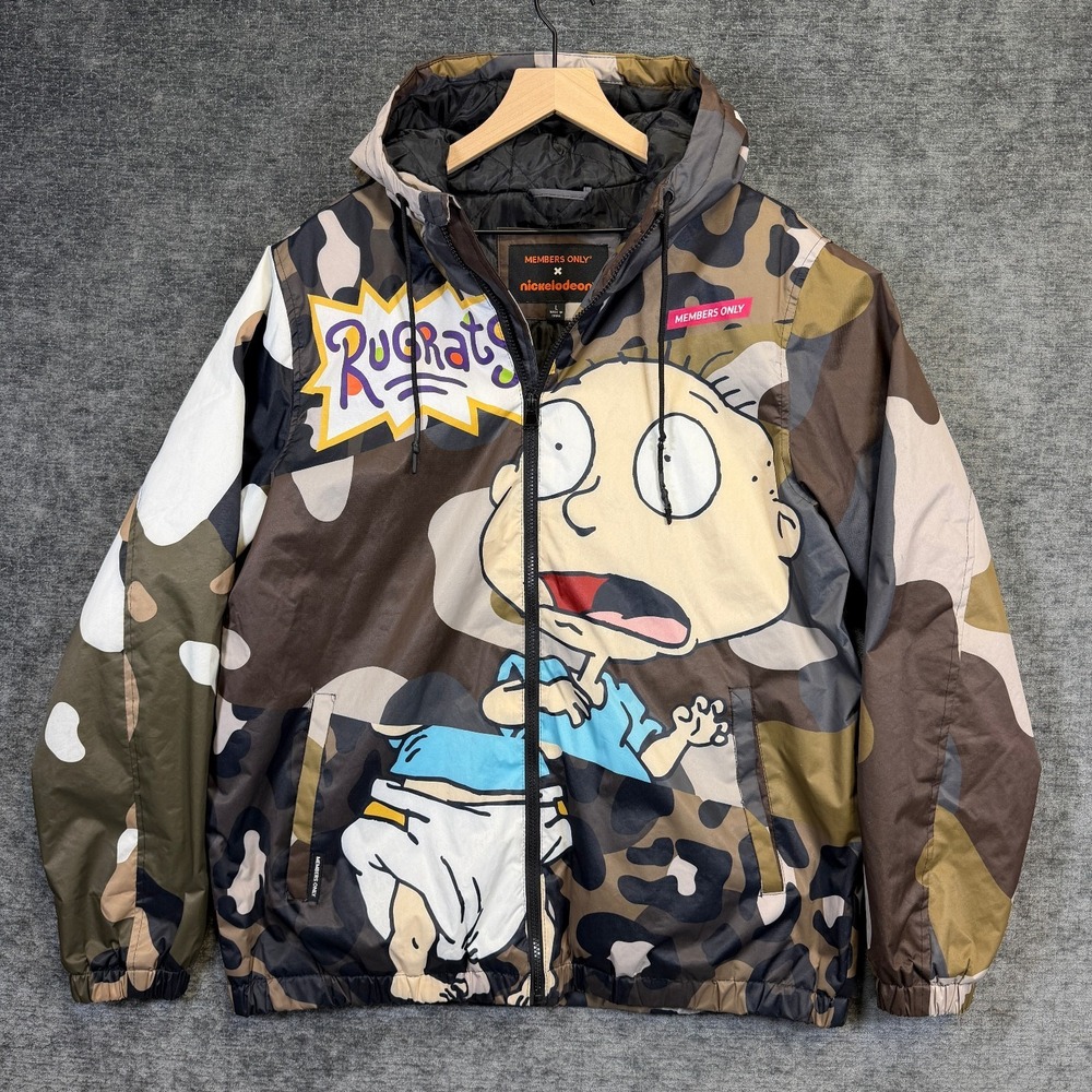 Members Only x Nickelodeon Rugrats Jacket Hooded Windbreaker L